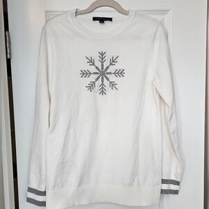 Tommy Hilfiger Snowflake Sweater Women's Medium White Winter Knit Pullover